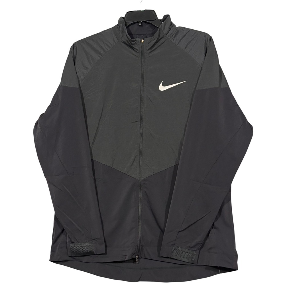 Nike Dri-FIT Mens XL Running Jacket Full Zip Black Gray Windbreaker RN 56323